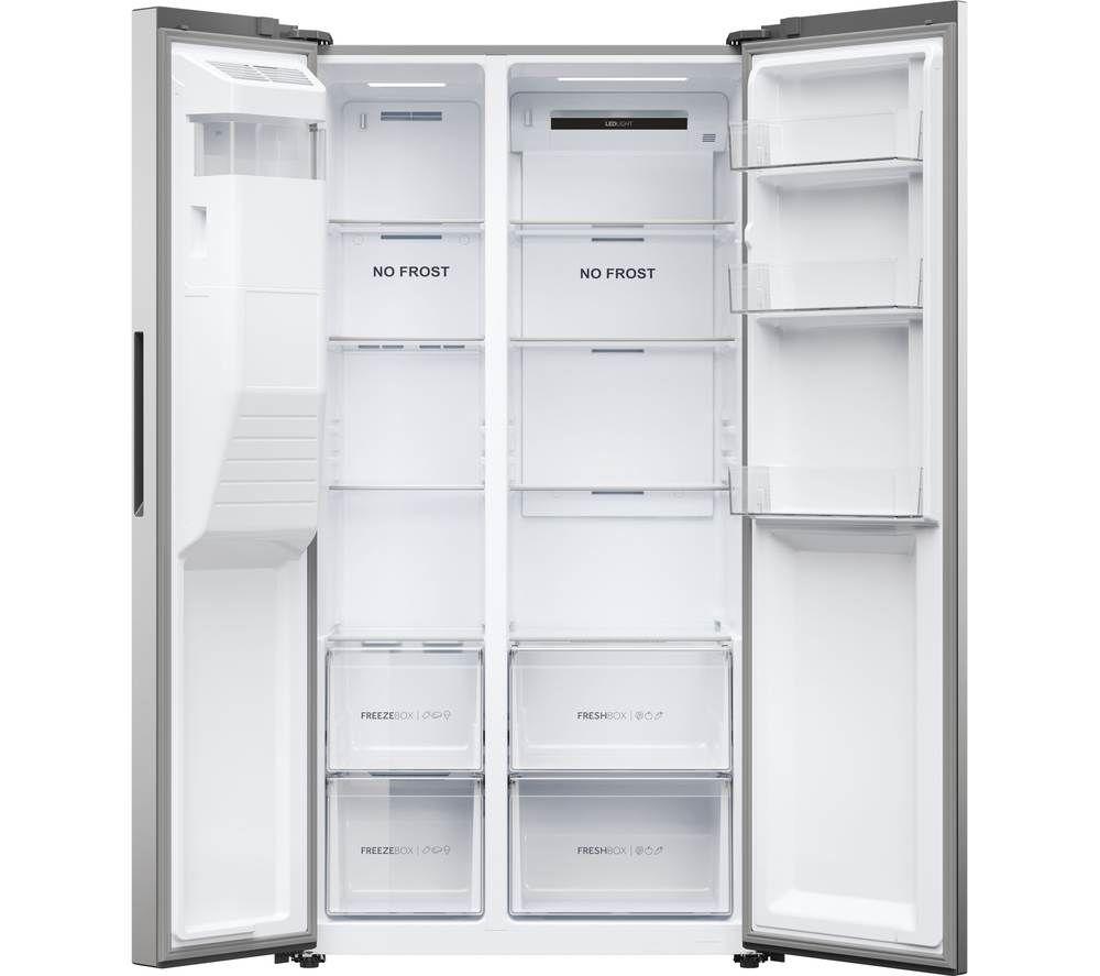 Haier HSR7918DIMP American Fridge Freezer Plumbed Platinum Inox
