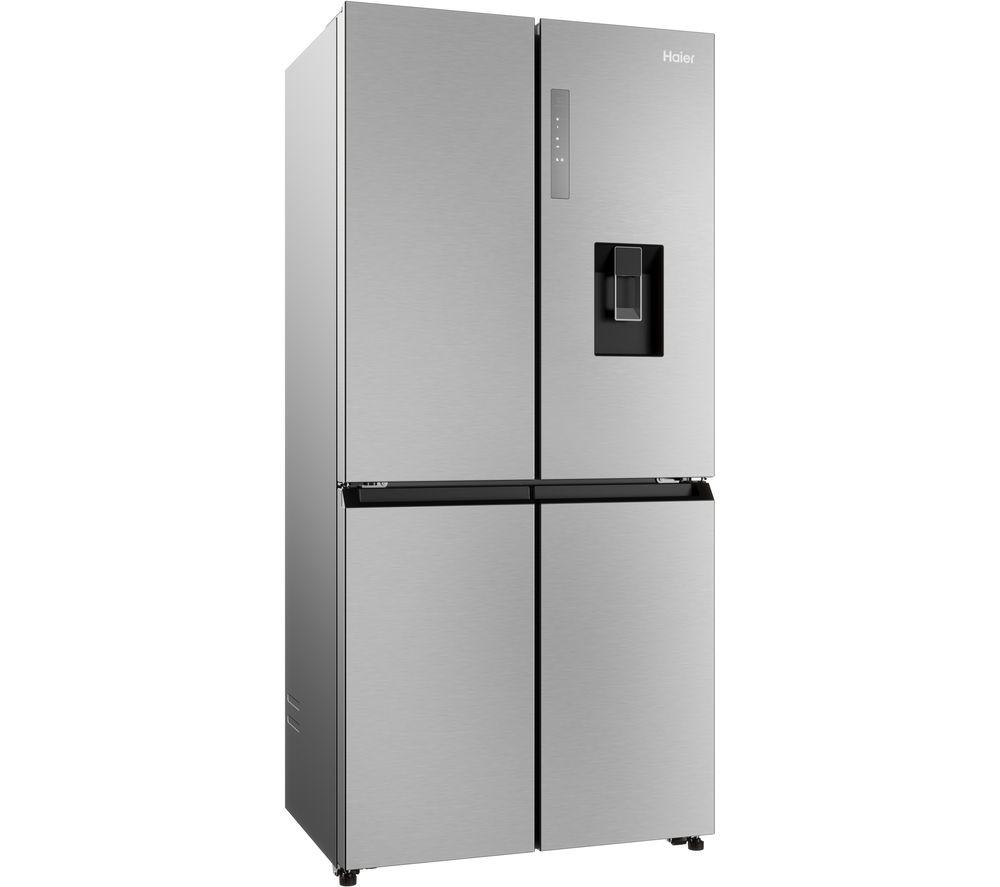 Haier HCR3818EWMM American Fridge Freezer with Water in Platinum Inox