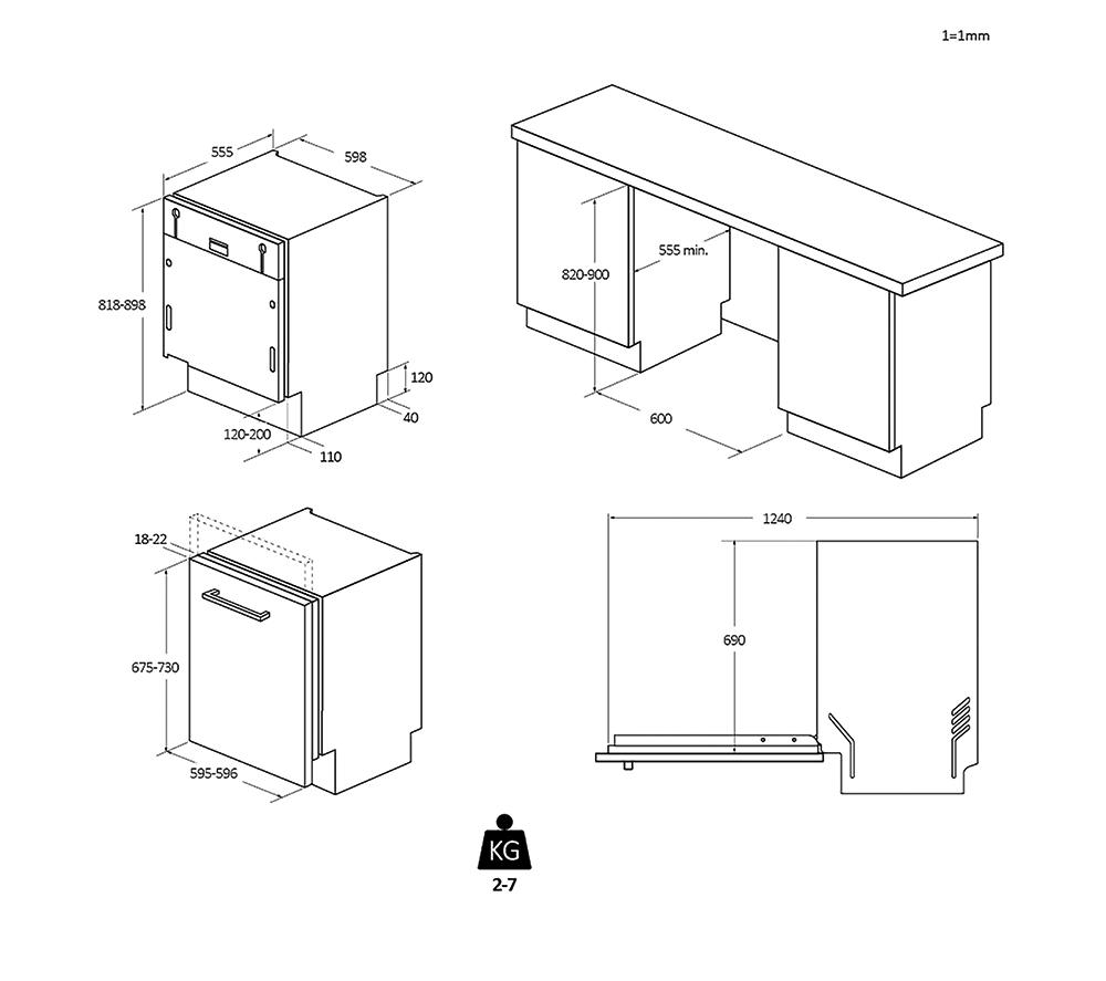 Candy CI3E53E0W1-80 Fully Integrated Dishwasher 60cm