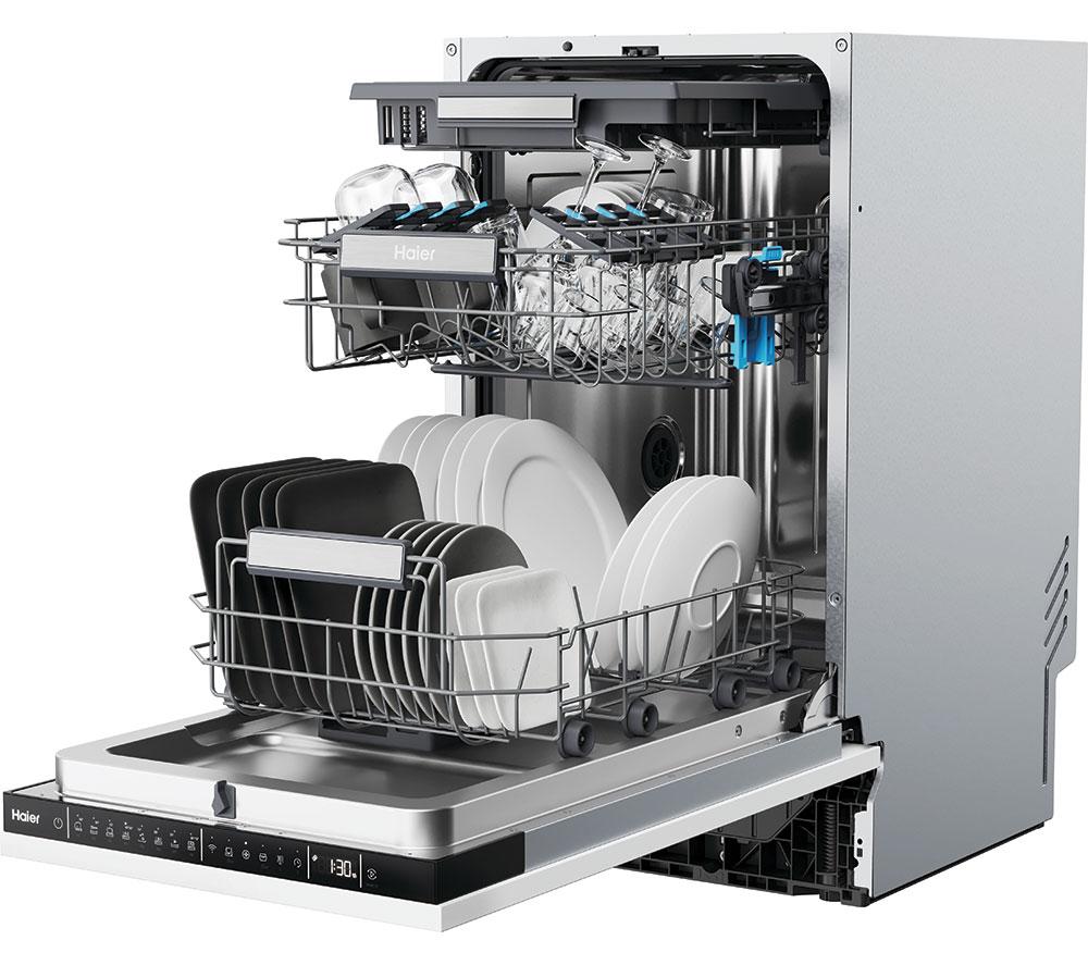 Haier XI1C3TB2FB-80 Wi-Fi Integrated Slimline Dishwasher 45cm