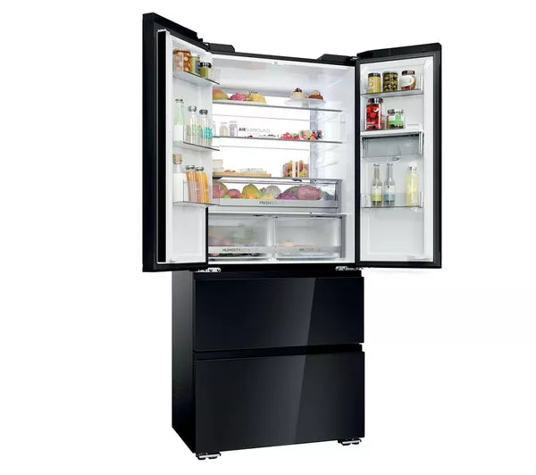 Haier HFKR7819DWGB Spacefit 4 Door Fridge Freezer Obsidian Black GRADE A