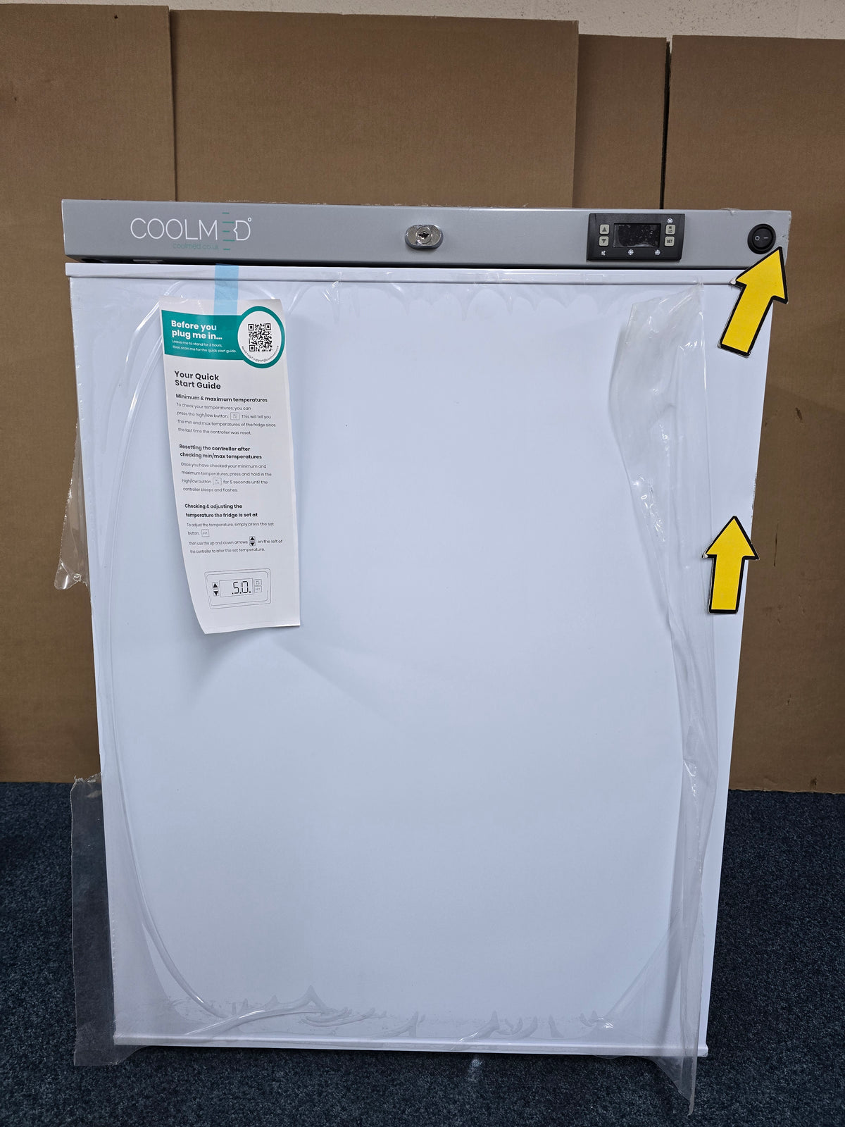 CoolMed CMG125 Pharmacy Refrigerator Glass Door in White GRADE A