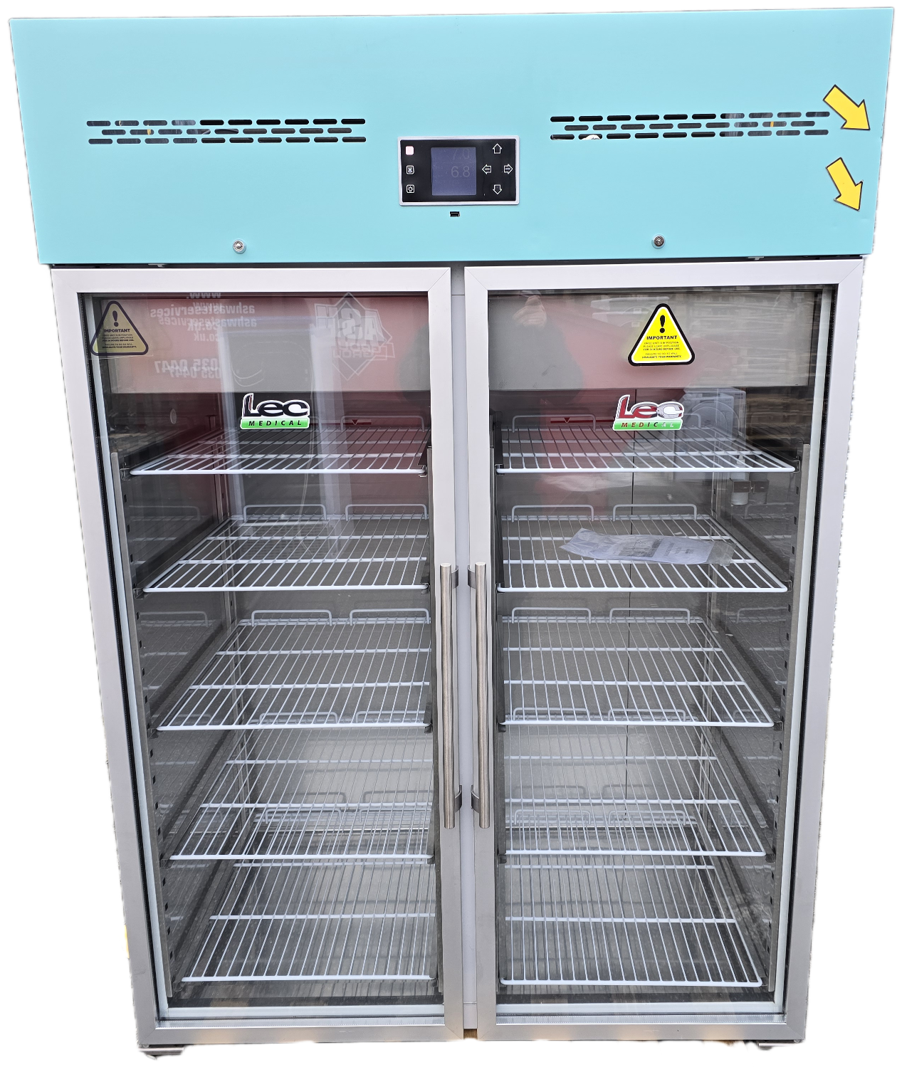 Lec PGR1200UK Pharmacy Fridge 1200 Litre Glass Door in White GRADE B