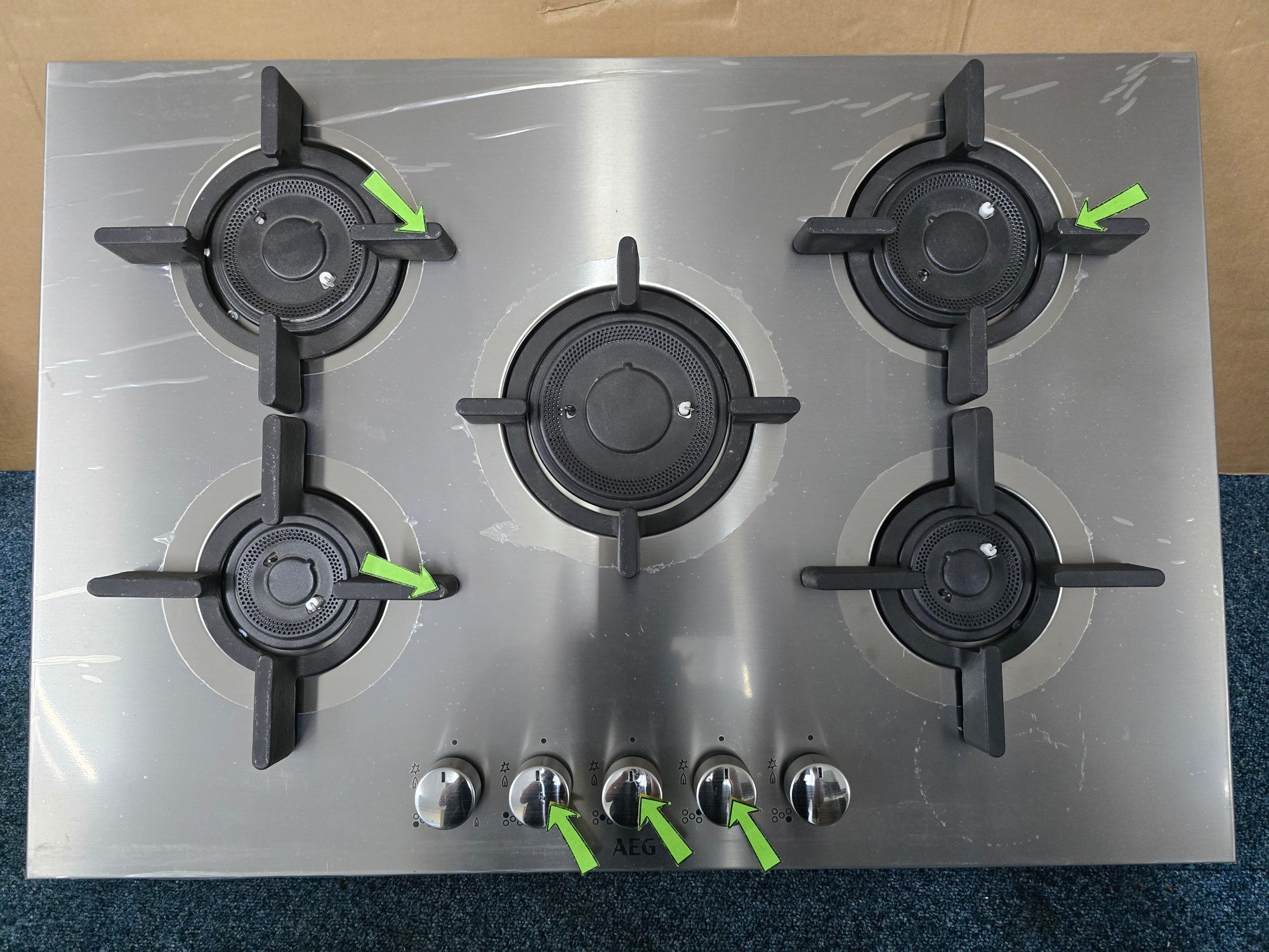 AEG HG755820UM Gas Hob 75cm 5 Burner in Stainless Steel GRADE B