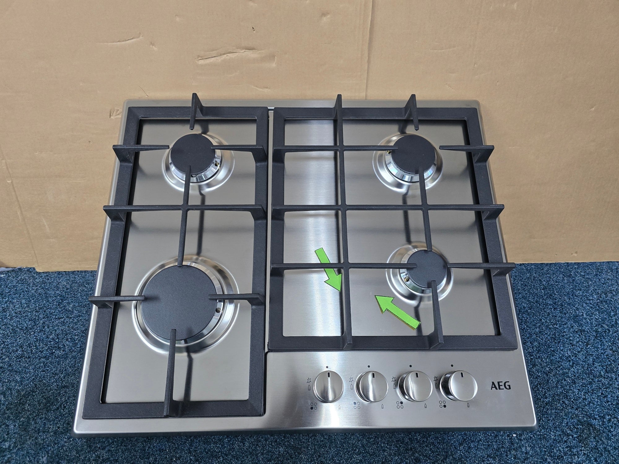 AEG HGE64200SM Gas Hob 60cm 4 Burner in Stainless Steel GRADE B