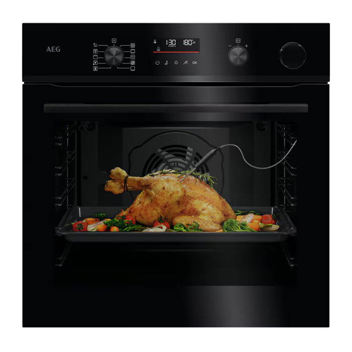 AEG NBR6P521SB SteamCrisp Pyrolytic Single Oven in Black