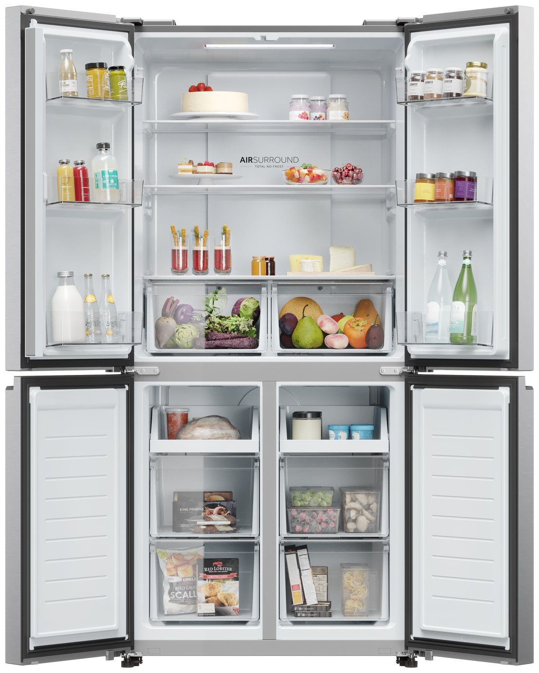 Haier HCR3818ENMG American Fridge Freezer in Silver