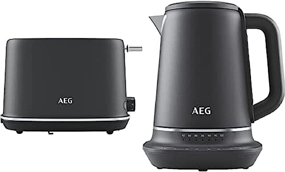 AEG Gourmet 7 Digital 1.7 Litre Kettle & 2 Slice Toaster Set Anthracite Grey