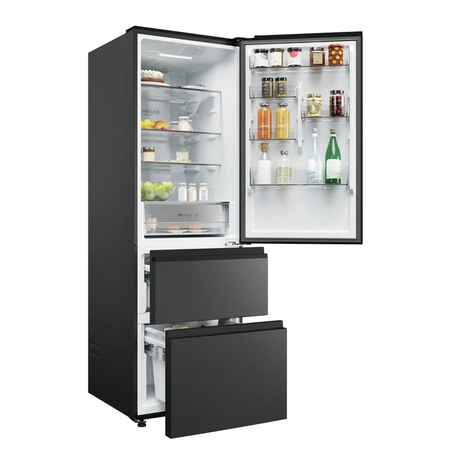 Haier HTW3618ENPB 3 Door Fridge Freezer Frost Free in Black
