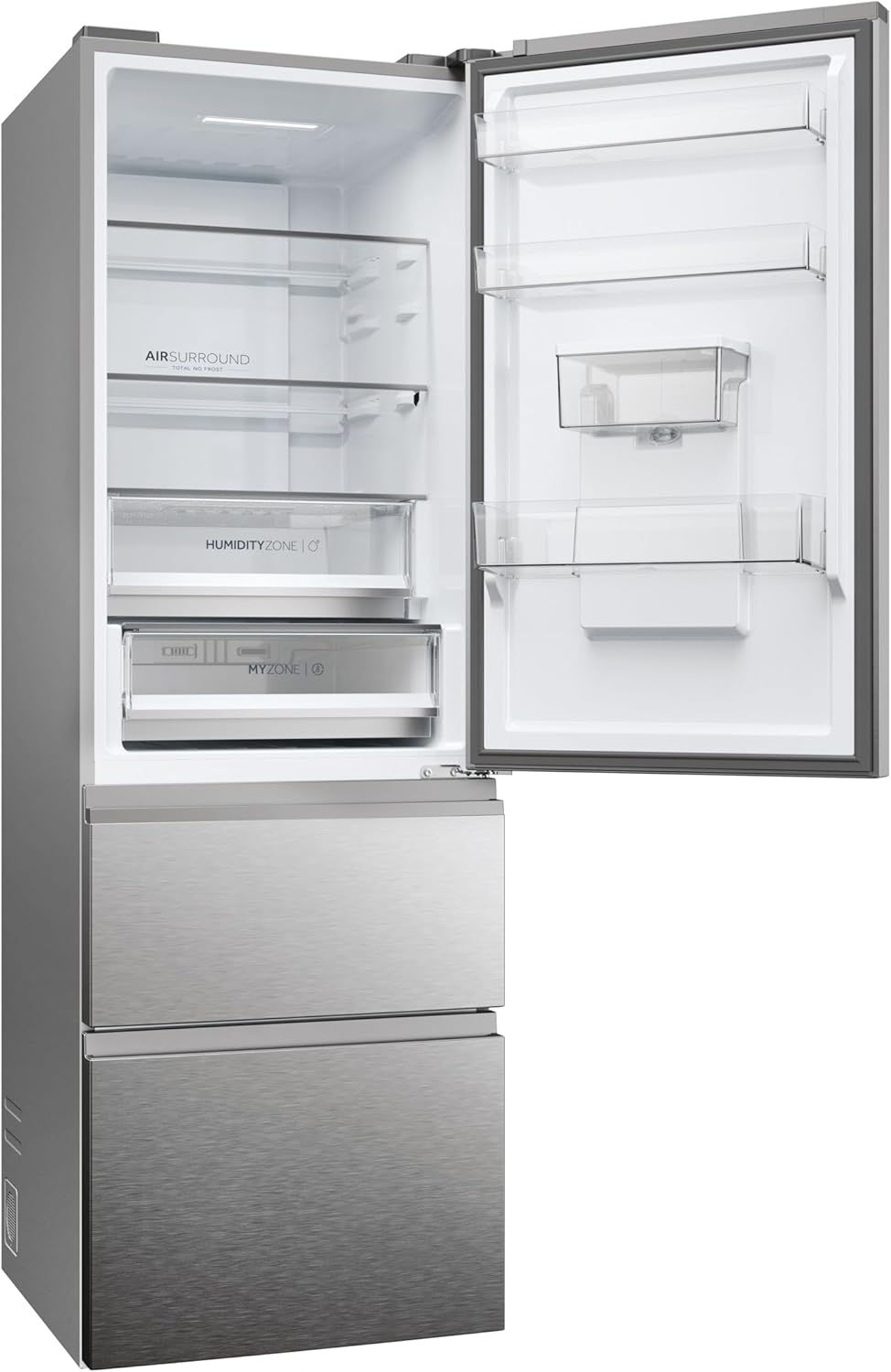 Haier HTW5618EWMG 3 Door Fridge Freezer Frost Free Stainless Steel