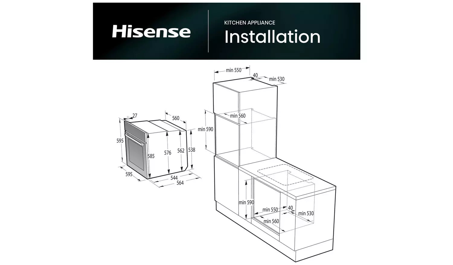 Hisense BI64221PDBG Pyrolytic Single Oven Electric Black GRADE A