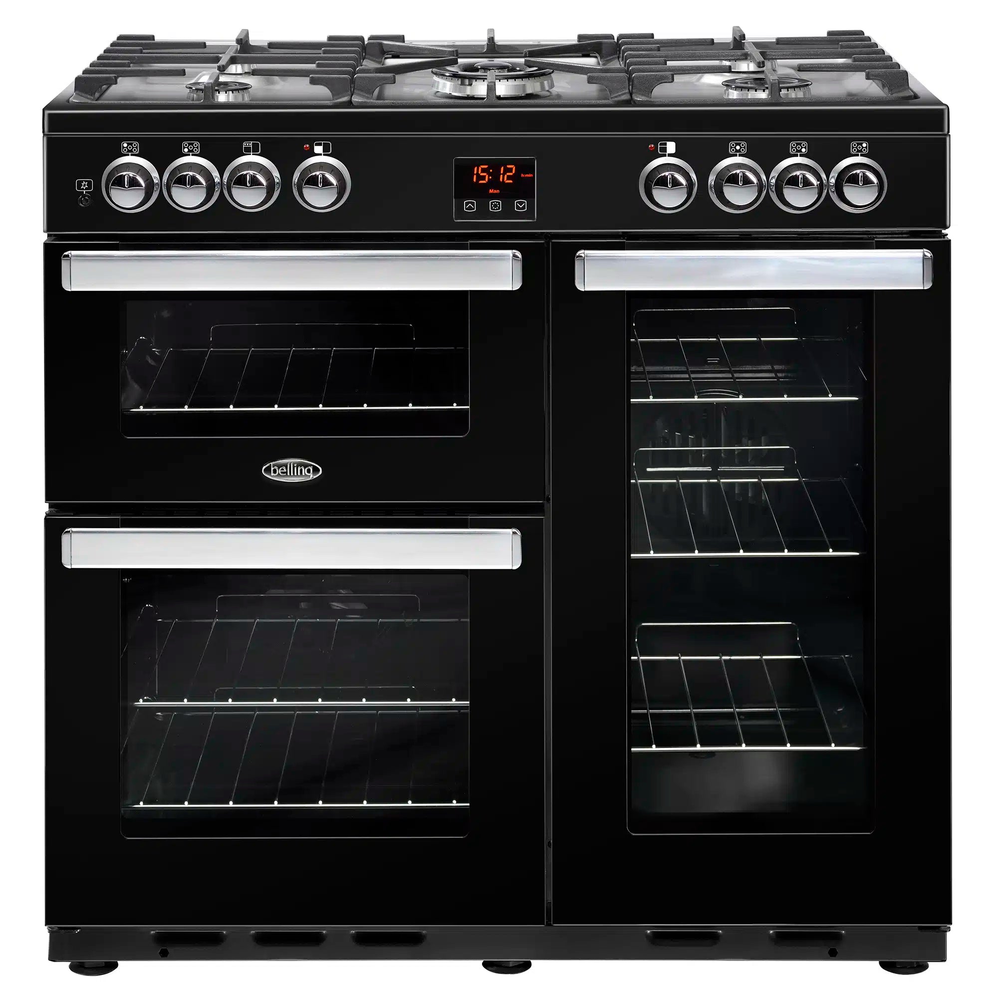 Belling Cookcentre 90DFT 90cm Dual Fuel Range Cooker Black