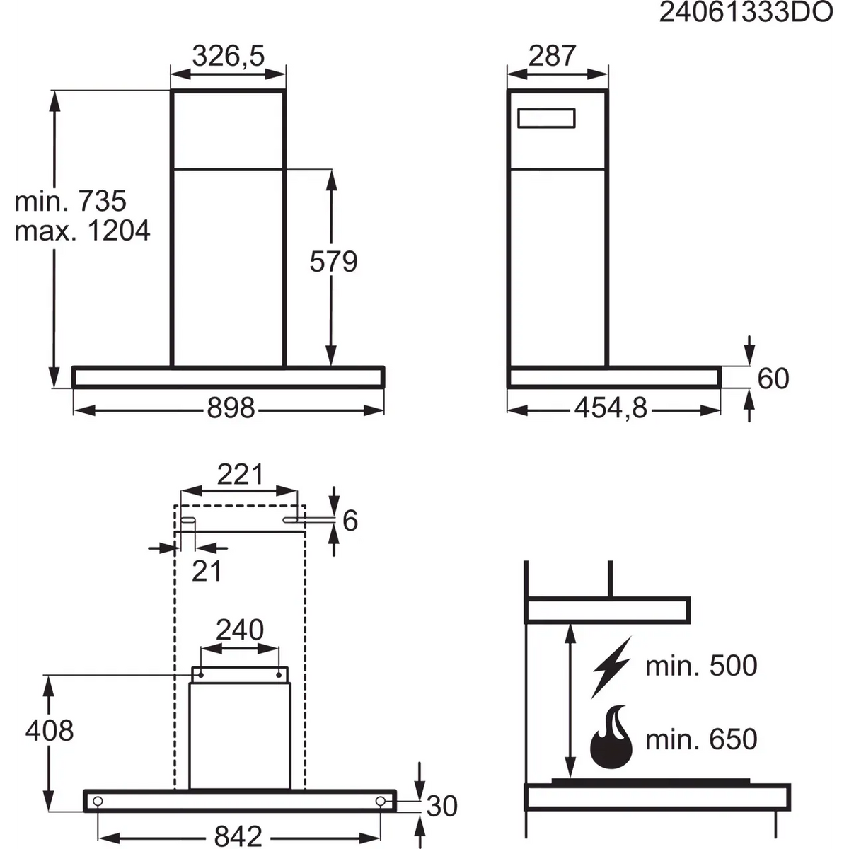 AEG GB87D91CB 8000 Series Cooker Hood 90cm Chimney Black GRADE A