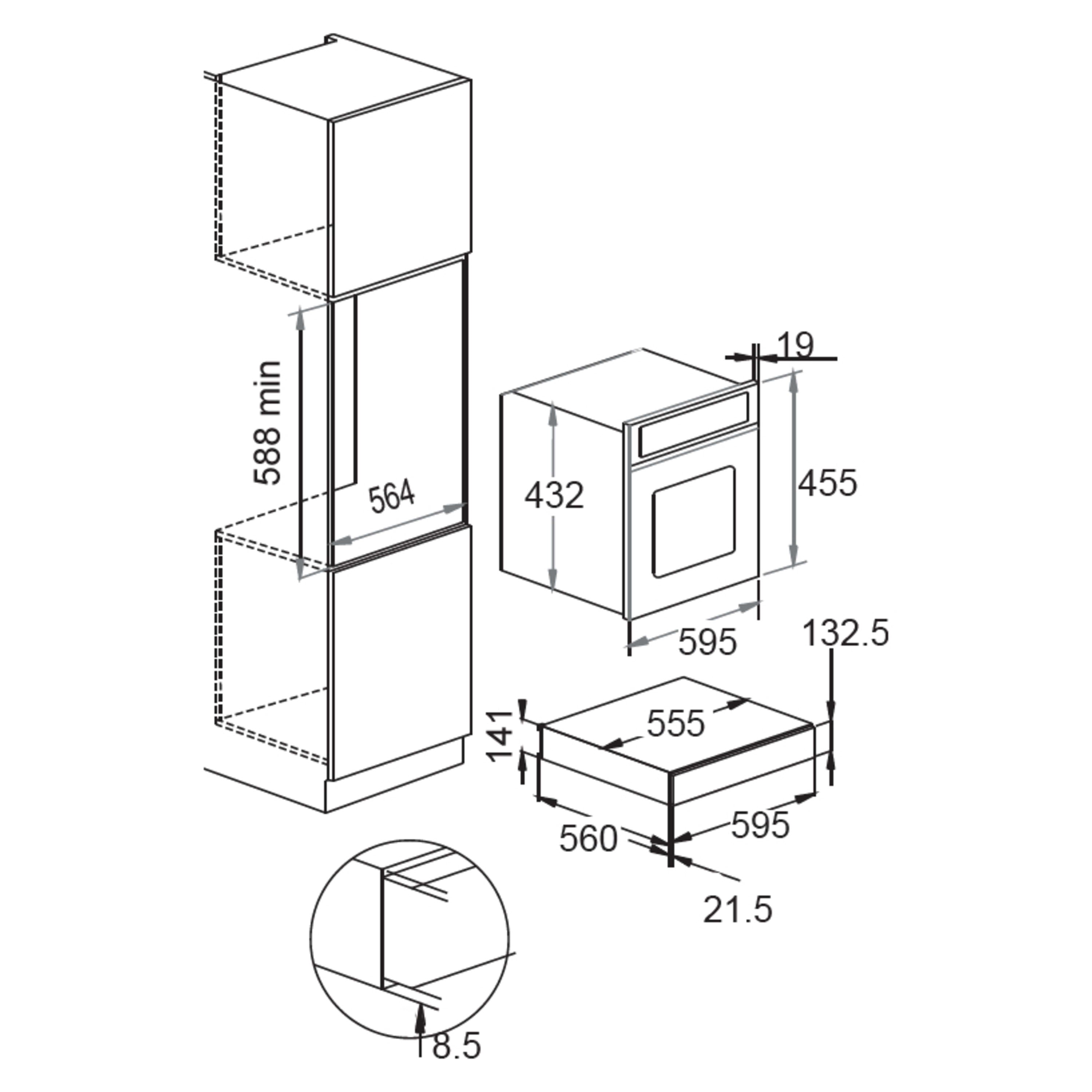 CDA VW155BL Warming Drawer 14cm in Black