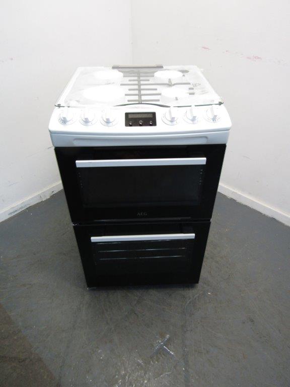 AEG CGX1130ACW Gas Cooker 55cm Double Oven White GRADE A