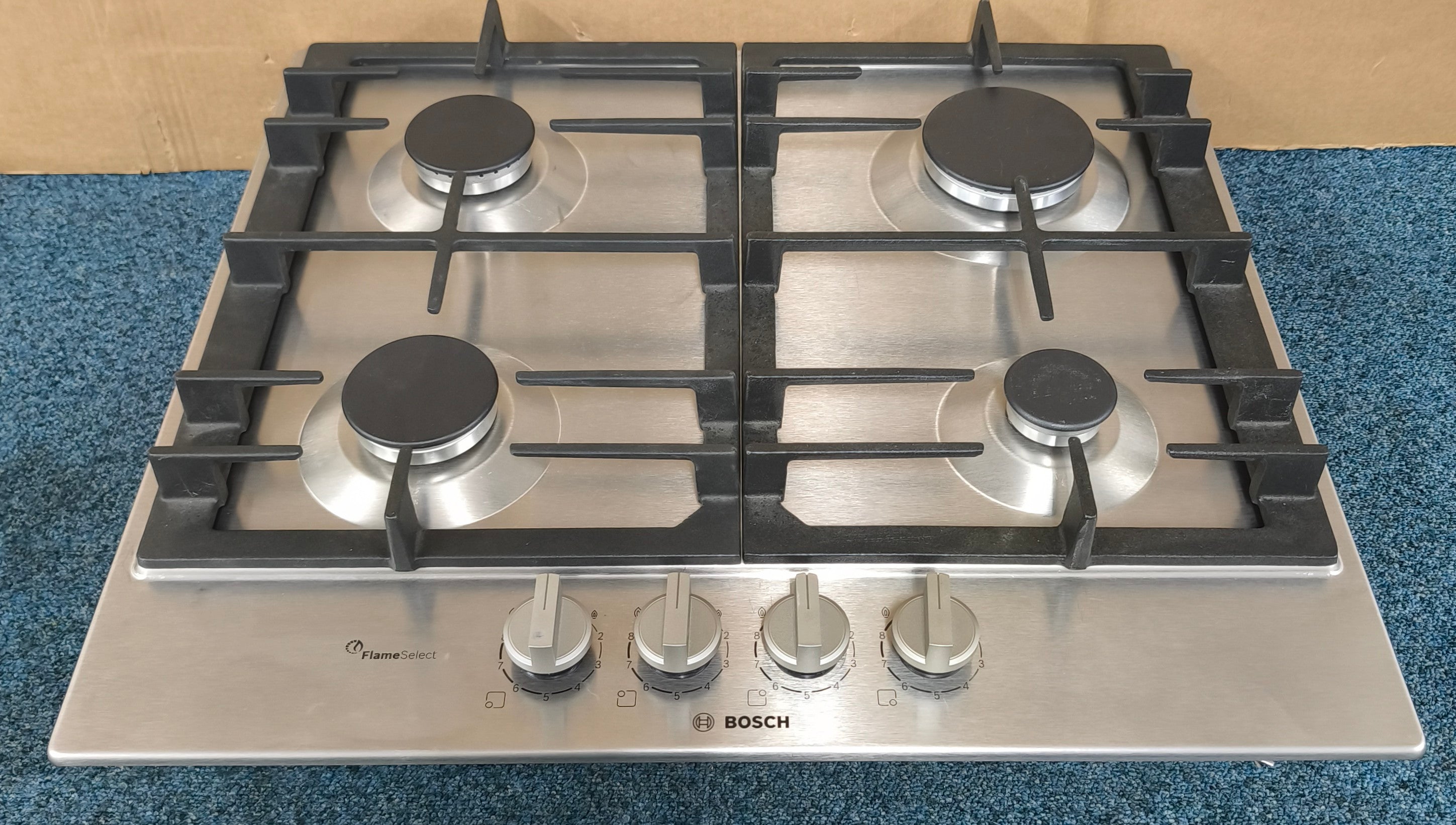 Bosch PCP6A5B90 Gas Hob 4 Burner 60cm in Stainless Steel GRADE B