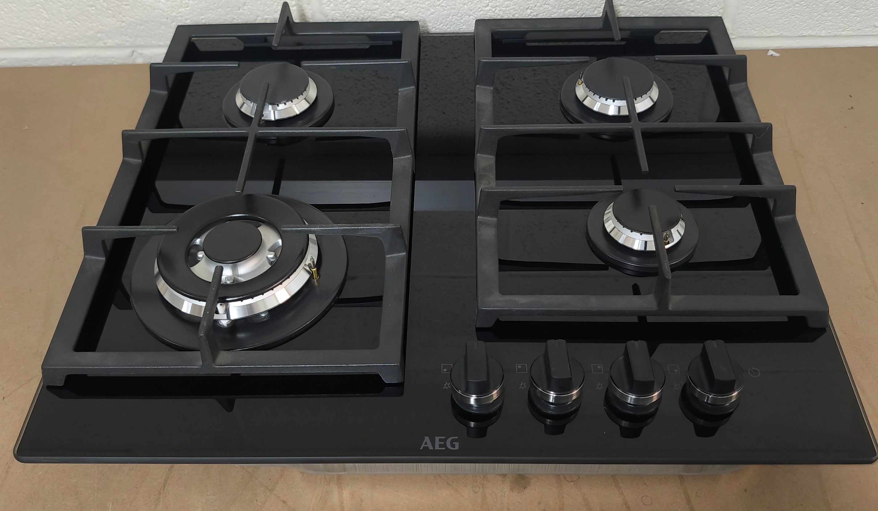 AEG HKB64450NB Gas Hob on Glass 60cm Flamelight 4 Burner Black GRADE B