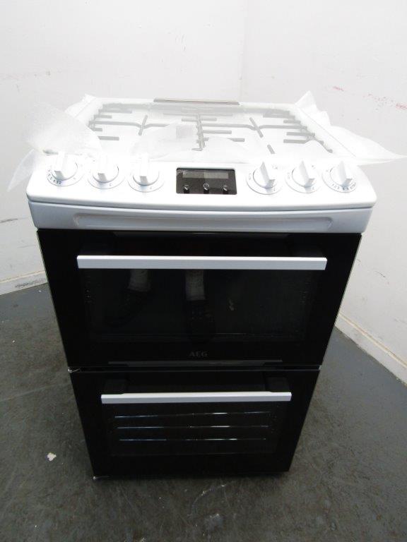 AEG CGX1130ACW Gas Cooker 55cm Double Oven White GRADE A