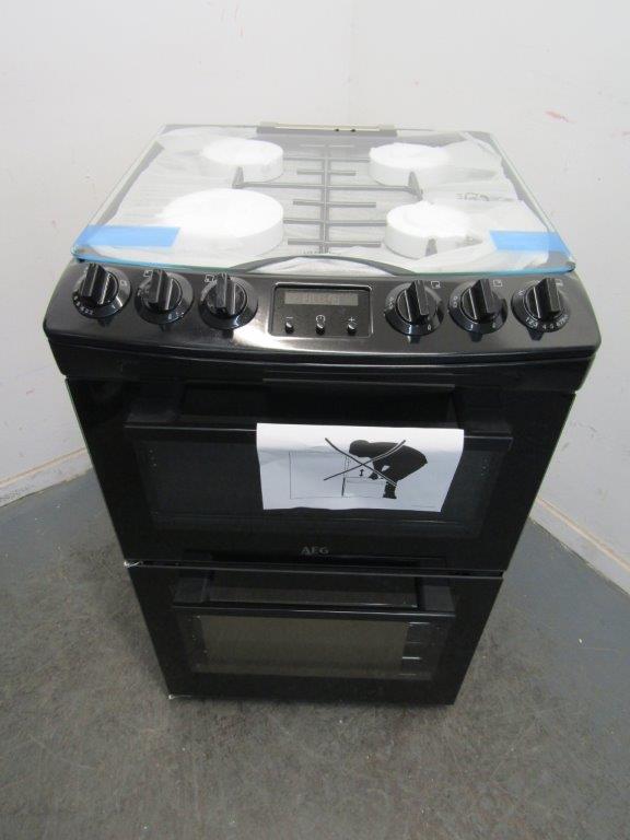 AEG CGX1130ACB Gas Cooker 55cm Double Oven Black GRADE A