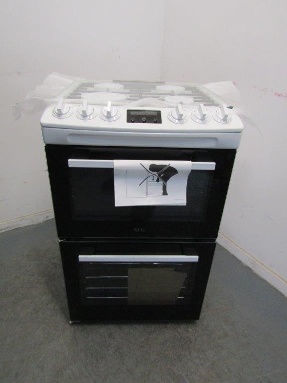 AEG CGX1130ACW Gas Cooker 55cm Double Oven White GRADE A
