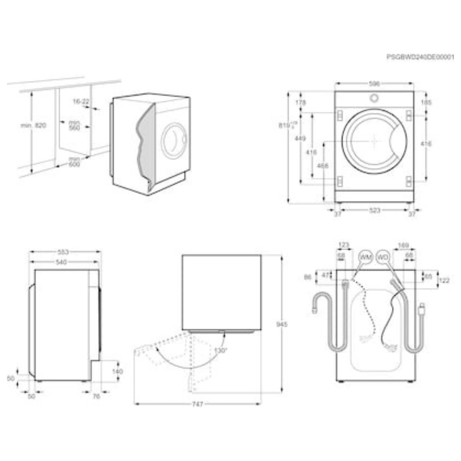 AEG LX6WG74634BI Washer Dryer Integrated 7kg + 4kg 1600rpm White