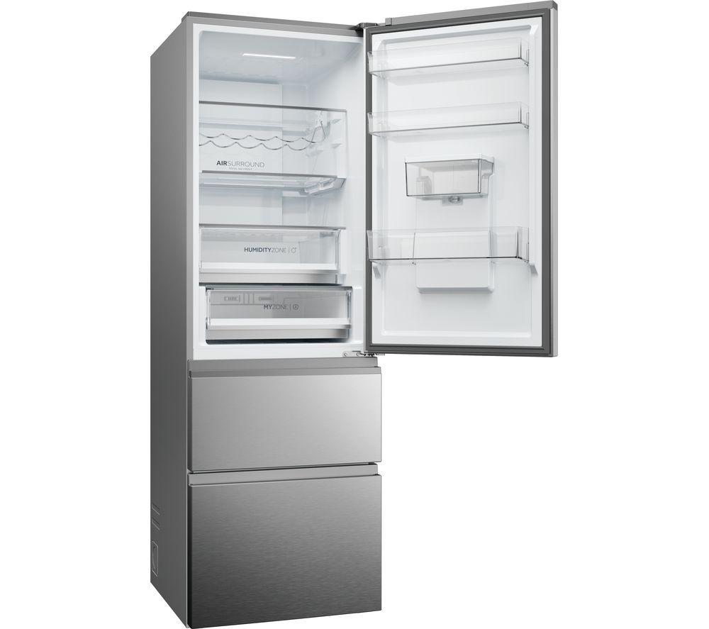 Haier HTW5618DWMG 3 Door Fridge Freezer Frost Free Stainless Steel