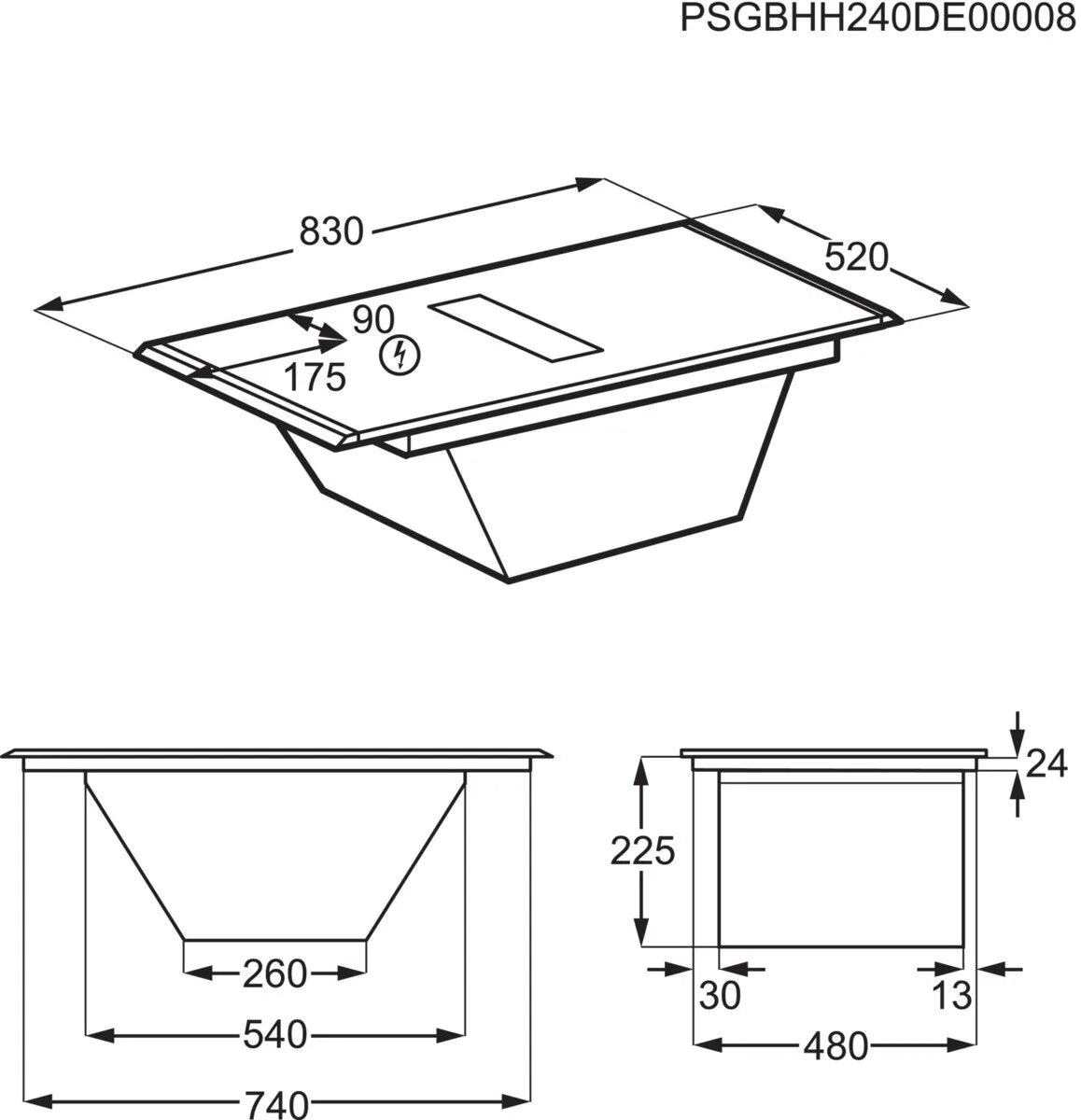 AEG NCH84C23AB 80cm Induction Hob with Extraction Black