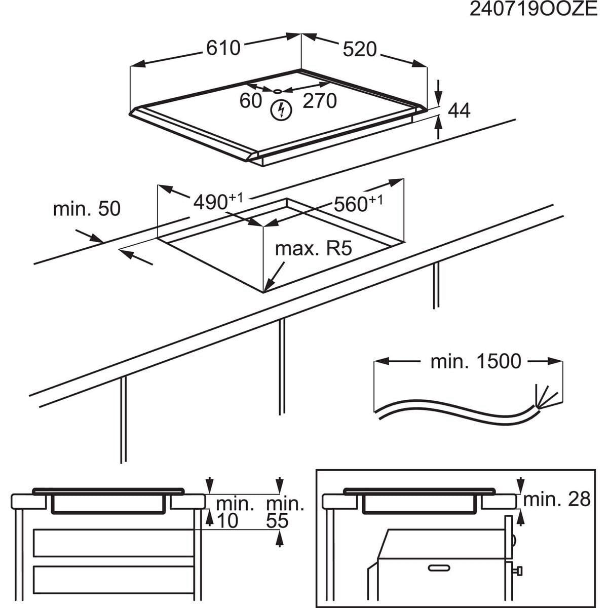 AEG NII64B10AB 60cm FlexiBridge Induction Hob SenseBoil in Black