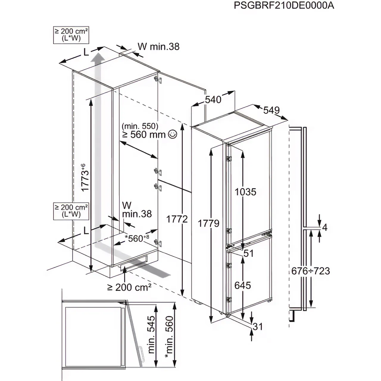 AEG OSC5S185ES Fridge Freezer Fully Integrated 50:50 Sliding Door