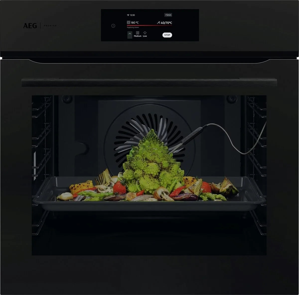 AEG PO7000PT Built in Sense Cook Pyrolytic Single Oven Matt Black
