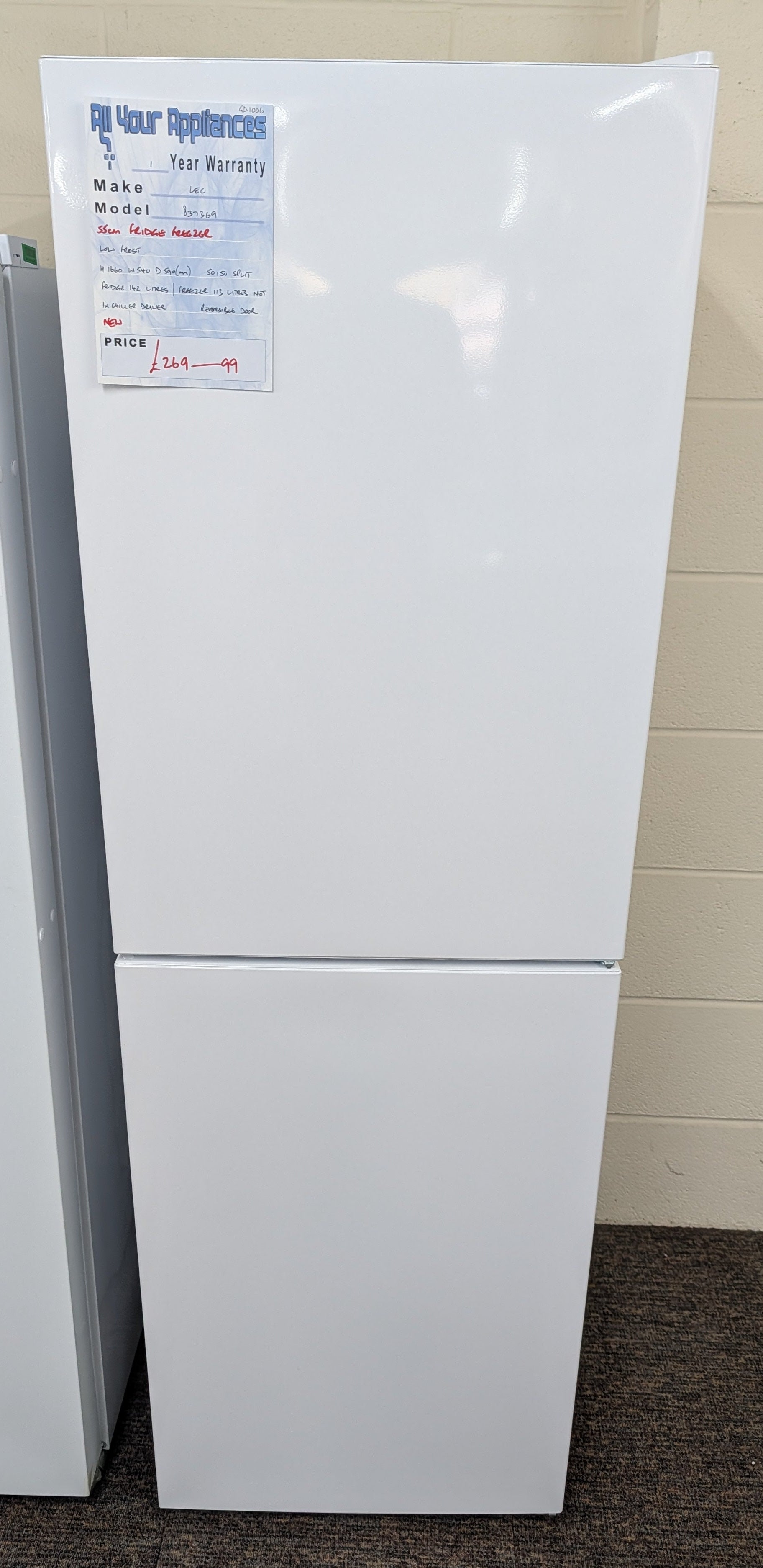 LEC 837369 55cm Fridge Freezer 50:50 in White