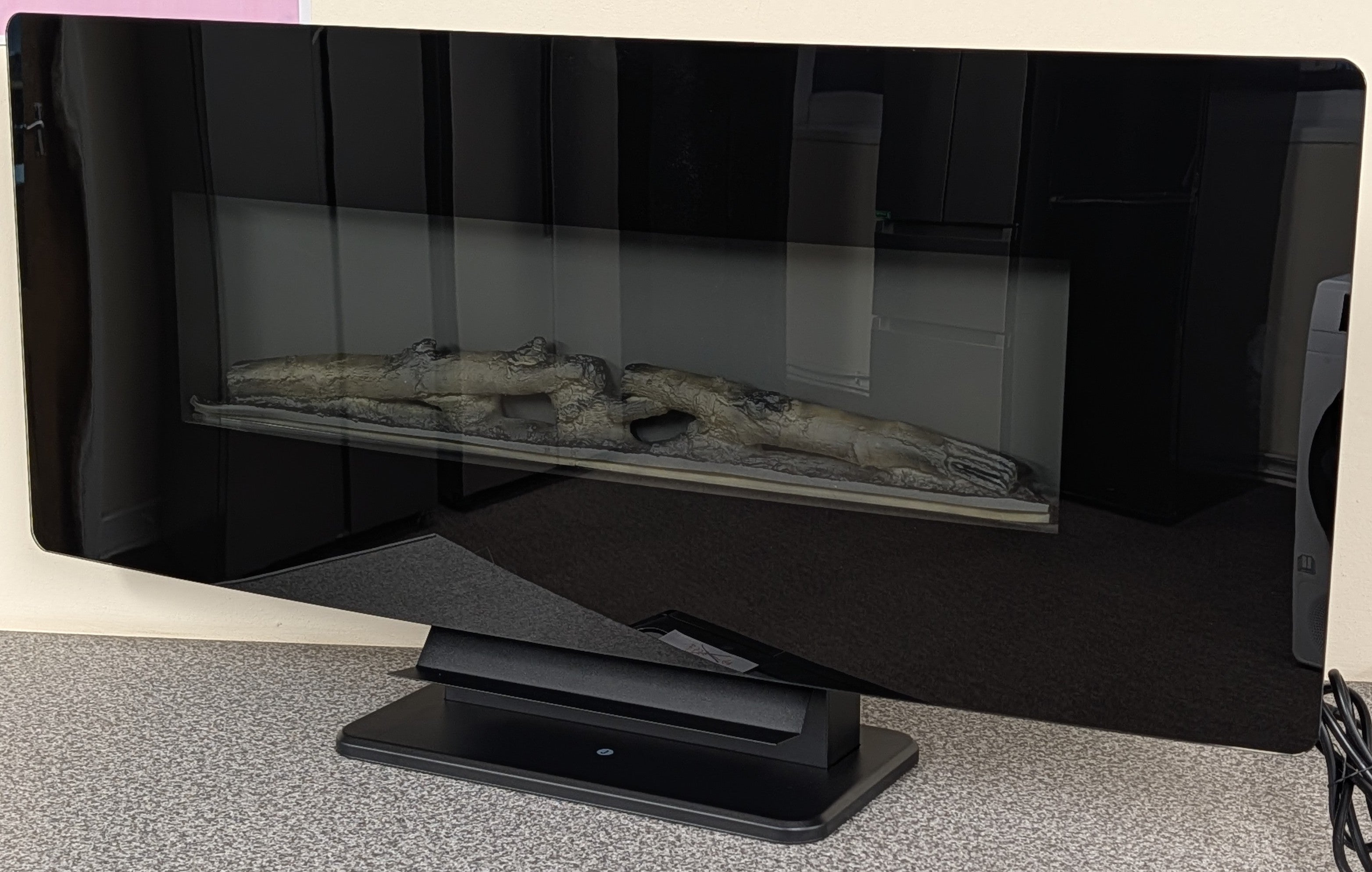 Cata ICONCV1067BK 111.7cm Pedestal / Wall Mounted Curva Electric Fire in Black with Remote