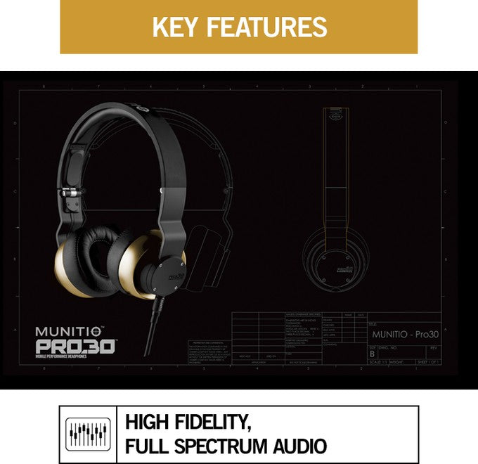 Munitio PRO30 Tactical Wireless Headphones in Brushed Gold