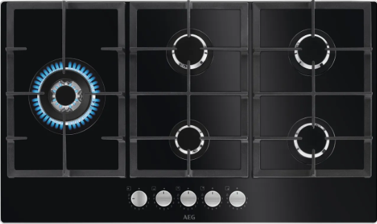 AEG HKB95820NB 86cm Gas on Glass Hob In Black