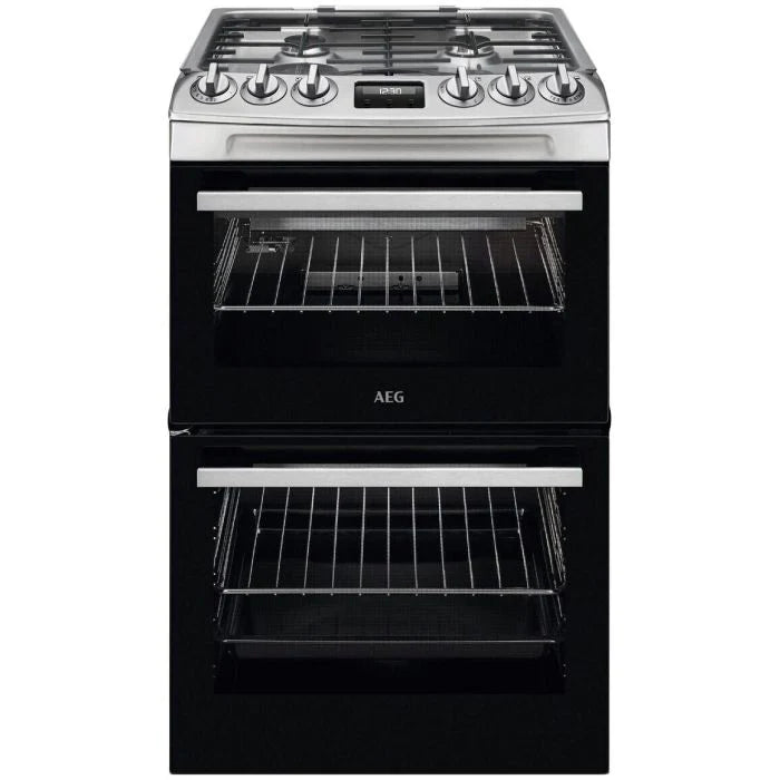 AEG CGX1130ACM Gas Cooker 55cm Double Oven Stainless Steel