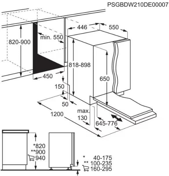 AEG FSE73507P Slimline Dishwasher Fully Integrated 45cm AirDry GRADE A