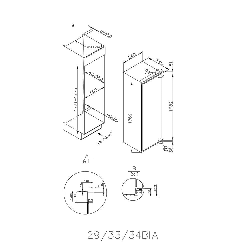Haier HLE172UK Tall Fully Integrated Fridge Sliding Hinge