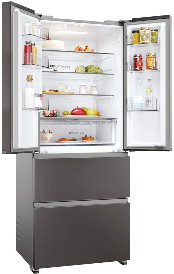Haier HFR3718ENMD 4 Door Fridge Freezer Frost Free Dark Inox