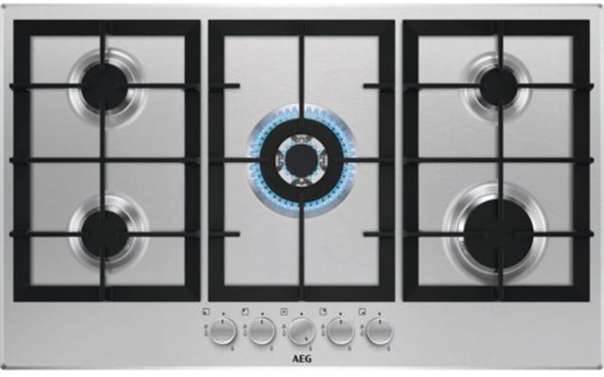 AEG HGX95320SM Gas Hob 90cm 5 Burner in Stainless Steel GRADE B