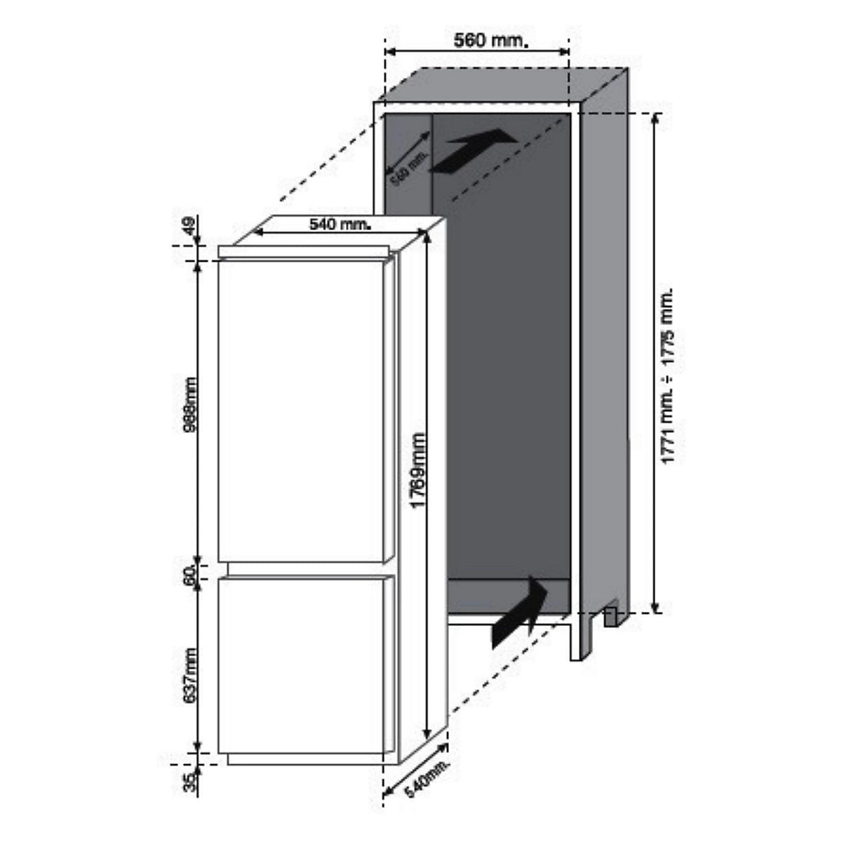 Hoover BHBF172NUK Integrated 70:30 Frost Free Fridge Freezer