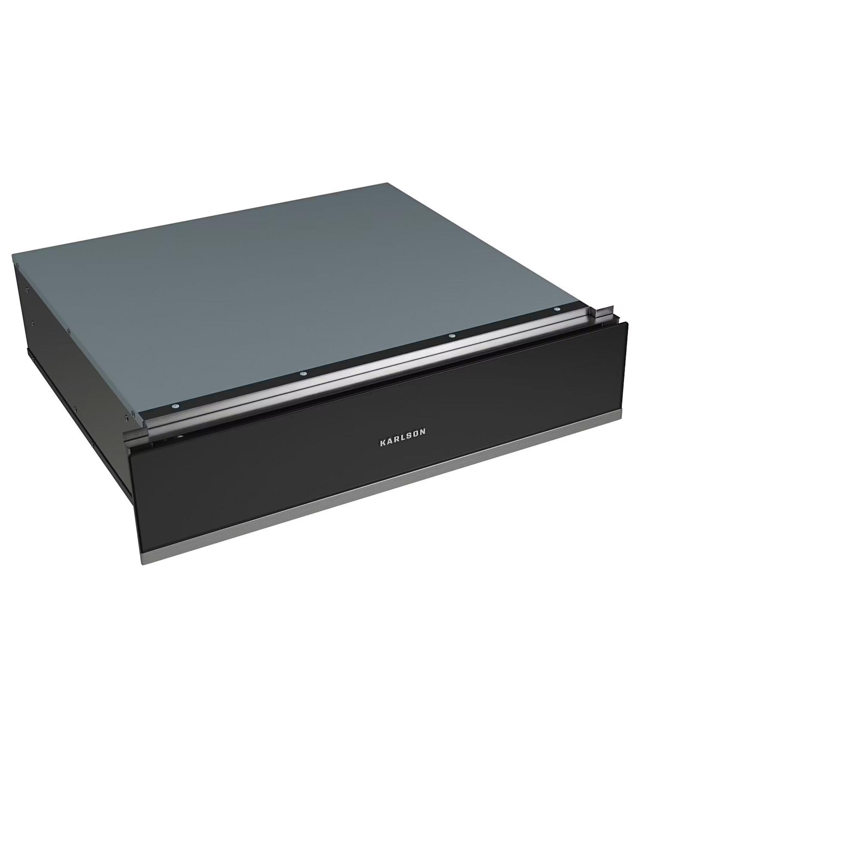 Karlson WRWD60SS 14cm High Warming Drawer in Black Glass and Stainless Steel