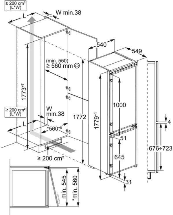 AEG NSC7G181DS Fridge Freezer Integrated 70/30 No Frost