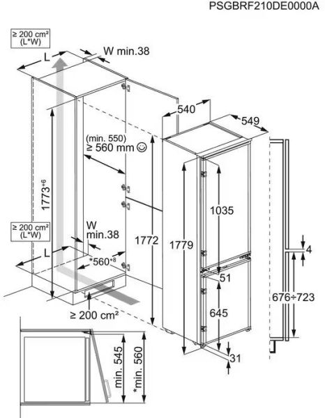AEG OSC5S181ES Fridge Freezer Fully Integrated 70:30 Sliding Door