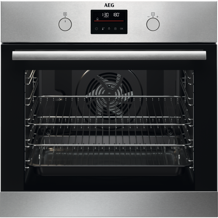 AEG BPK355061M Single Oven Electric Built In Pyrolytic Stainless Steel