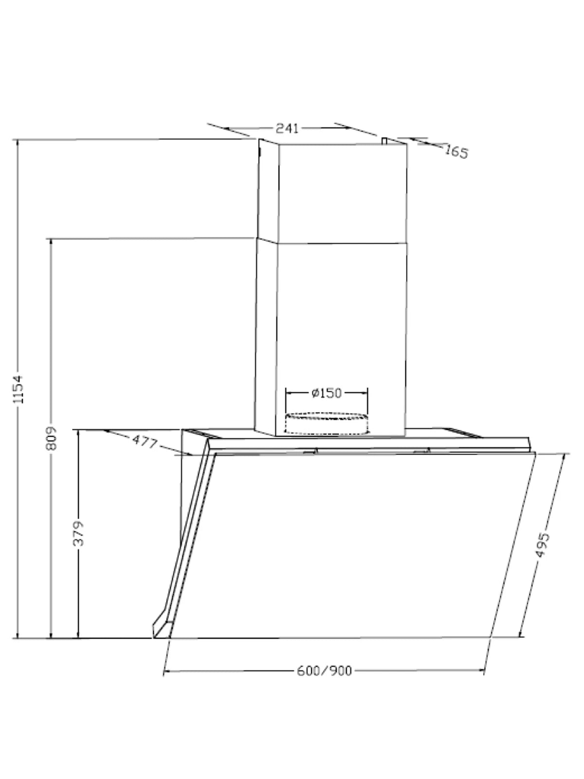Cata UBDAHH60W 60cm Angled Cooker Hood in White