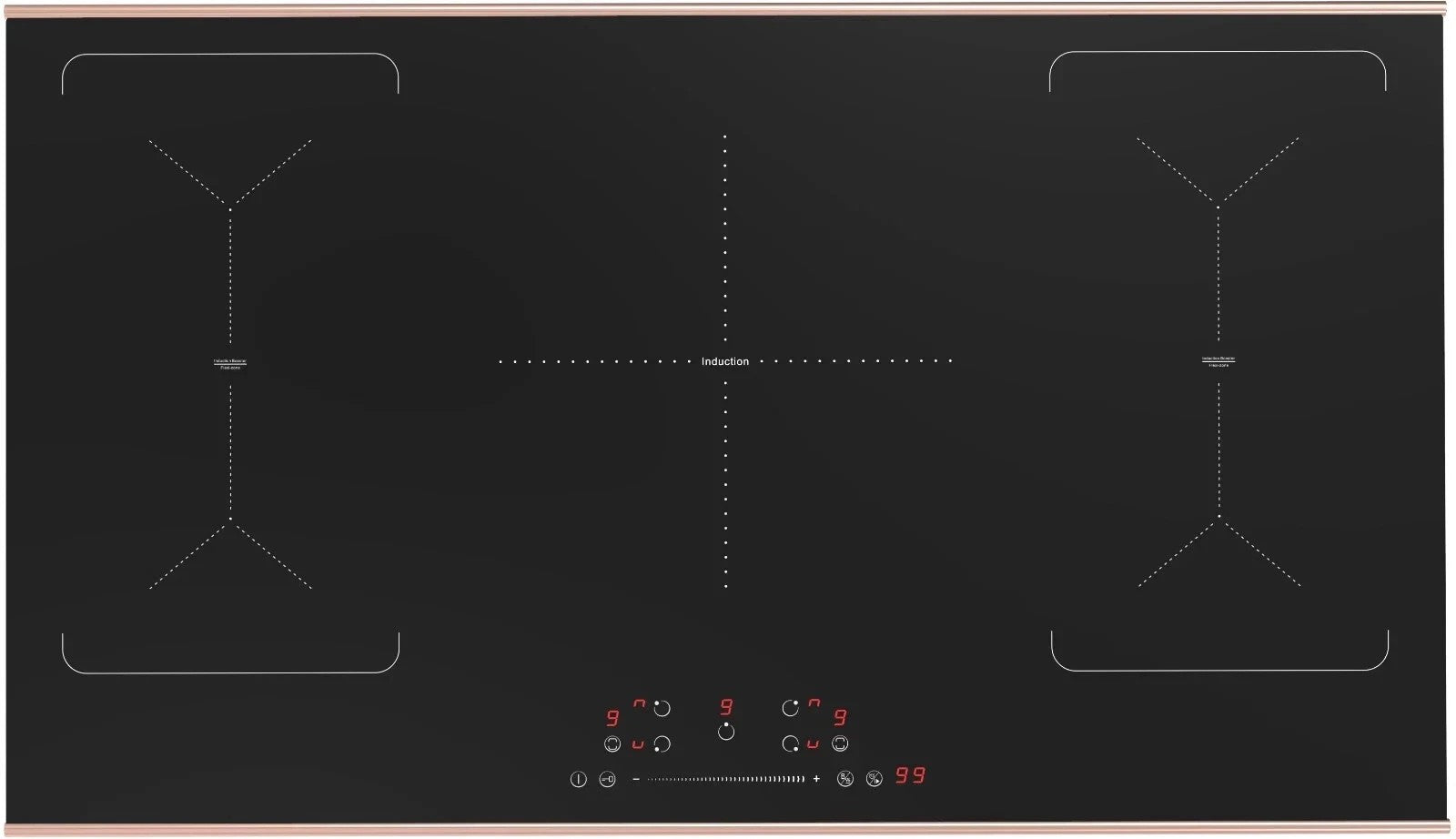 Cata ICONFX90CP 90cm 5 Zone Induction Hob Copper Trim