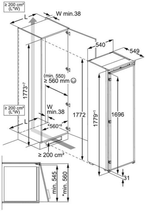 AEG TK6DS181ES Tall Integrated Larder Fridge with Sliding Hinge