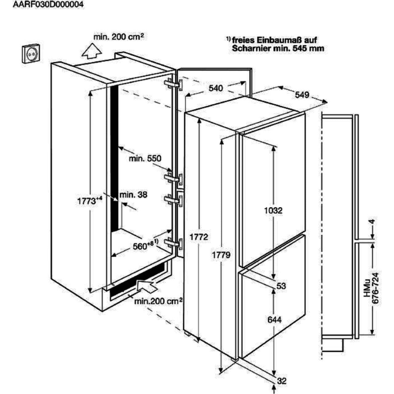 Zanussi ZNLN18FS1 Fridge Freezer Fully Integrated 70:30 Low Frost GRADE B