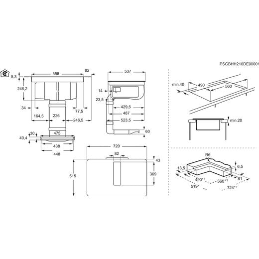 AEG IDE74243IB Induction Hob & Hood Recirculating 72cm ComboHob Black GRADE A