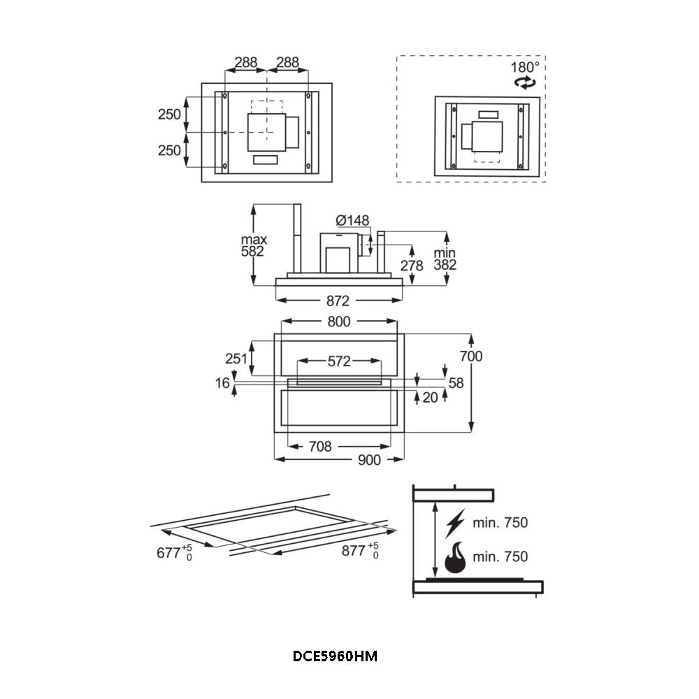 AEG DCE5960HM Ceiling Hood 90cm with Hob2Hood in Stainless Steel